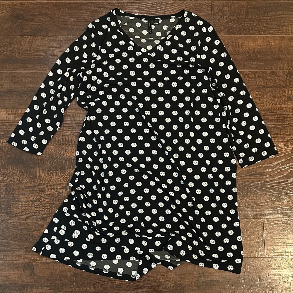 New Directions Black and White Polka Dot Midi Dress Size Medium